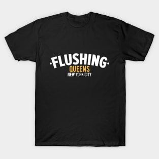 Flushing Queens Logo - A Minimalist Ode to Borough's Vibrant Heart T-Shirt